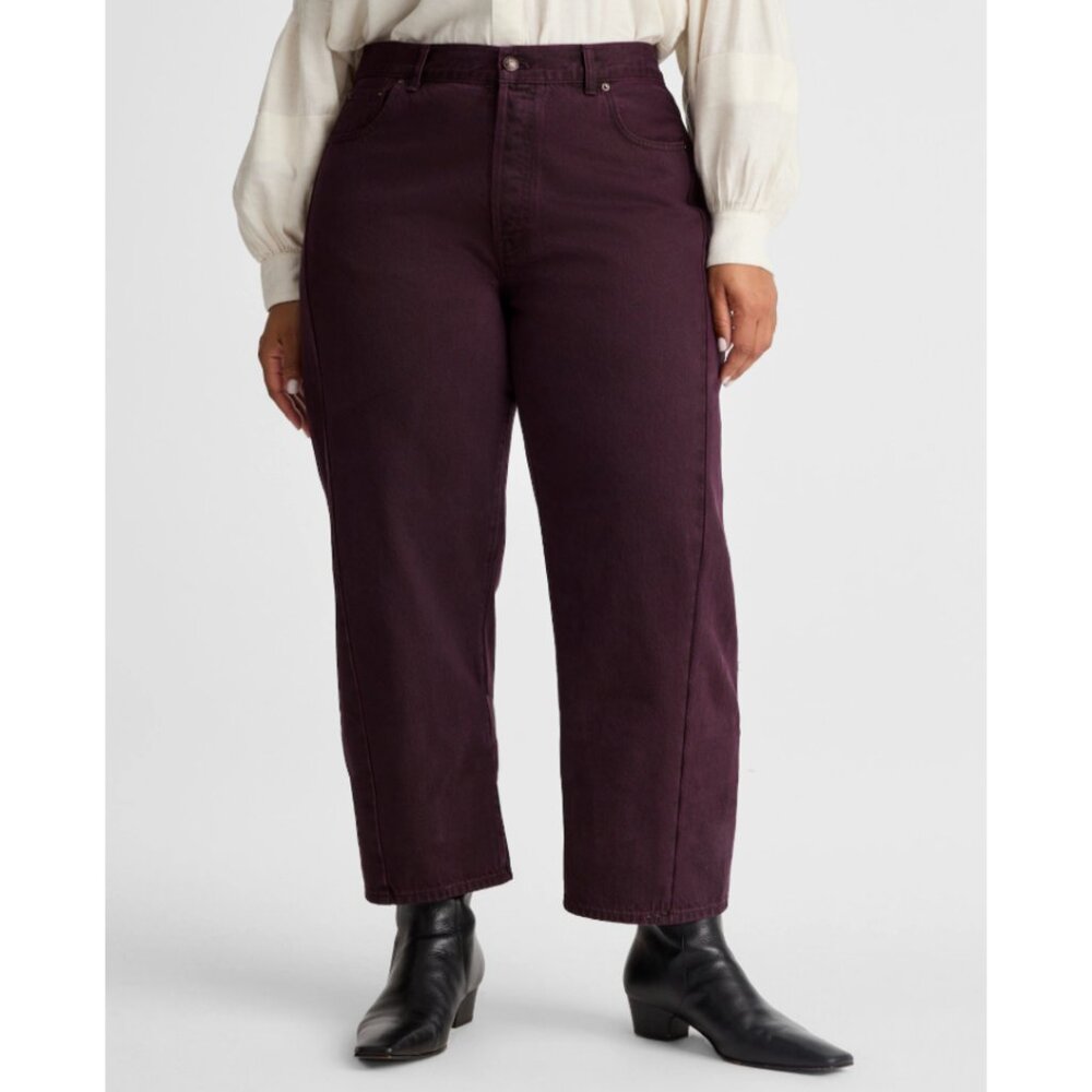 NWT Madewell The Plus Pieced Barrel Leg Jean Womens 18W 18 Dark Burgundy NY523